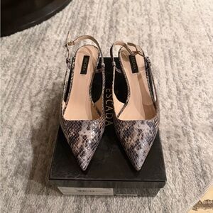 Escada Snakeskin Slingback Heels - Black and Brown